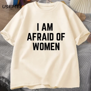 Ben korkuyorum kadın T Shirt erkekler için komik adam pamuk tişörtleri yaz rahat kısa kollu t 3037