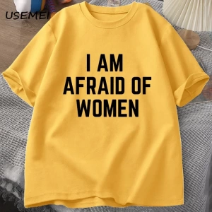 Ben korkuyorum kadın T Shirt erkekler için komik adam pamuk tişörtleri yaz rahat kısa kollu t 3037