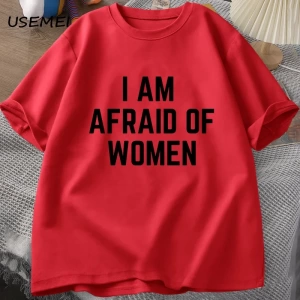 Ben korkuyorum kadın T Shirt erkekler için komik adam pamuk tişörtleri yaz rahat kısa kollu t 3037