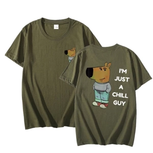 Ben sadece bir Chill Guy T Shirt rahat moda Harajuku grafik T Shirt kadın erkek pamuklu kısa