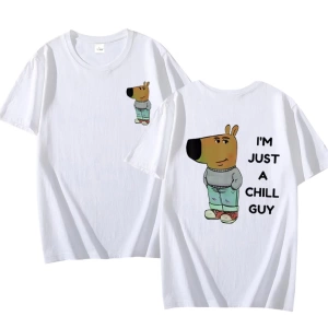 Ben sadece bir Chill Guy T Shirt rahat moda Harajuku grafik T Shirt kadın erkek pamuklu kısa