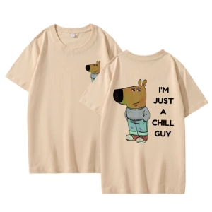 Ben sadece bir Chill Guy T Shirt rahat moda Harajuku grafik T Shirt kadın erkek pamuklu kısa