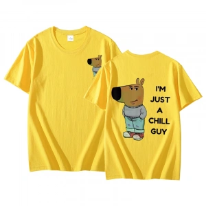 Ben sadece bir Chill Guy T Shirt rahat moda Harajuku grafik T Shirt kadın erkek pamuklu kısa  3090