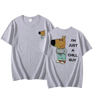Ben sadece bir Chill Guy T Shirt rahat moda Harajuku grafik T Shirt kadın erkek pamuklu kısa  3090