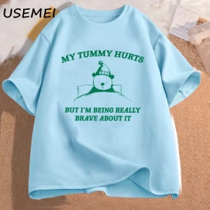 Benim karın acıyor ama bu konuda gerçekten cesur olmak grafik T shirt kadın erkek komik pamuk 2993