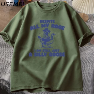 Benim Öfke Despite Ben Hala Aptal Kaz T-Shirt Garip Meme T-Shirt Komik Kaz Tshirt Pamuk Kısa