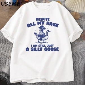Benim Öfke Despite Ben Hala Aptal Kaz T-Shirt Garip Meme T-Shirt Komik Kaz Tshirt Pamuk Kısa