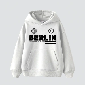 Berlin Baskılı Oversize Unisex Premium Beyaz