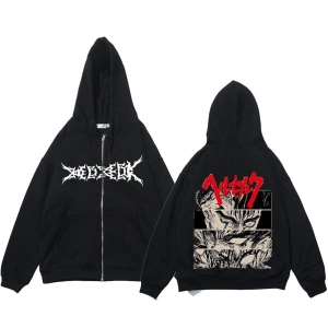 Berserk Fermuar Hoodie 14620 Siyah
