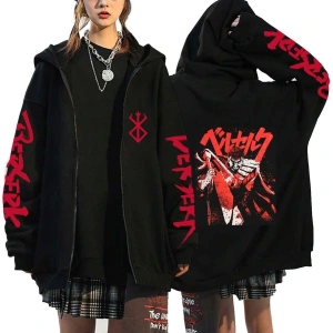 Berserk Fermuarlı Hoodie Mod45 14630 Siyah
