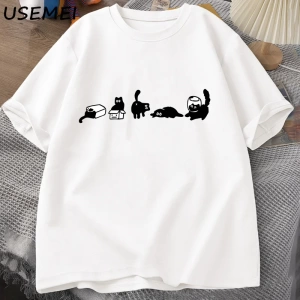 Beş ruh hali kediler T-Shirt büyük boy kedi anne Tee komik pamuk kısa kollu kedi severler T S 2824
