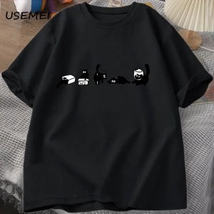 Beş ruh hali kediler T-Shirt büyük boy kedi anne Tee komik pamuk kısa kollu kedi severler T S 2824