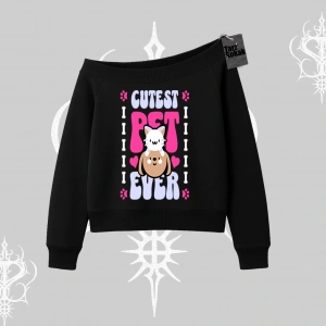 Best Pet Ever Baskılı Kayık Yaka Sweatshirt