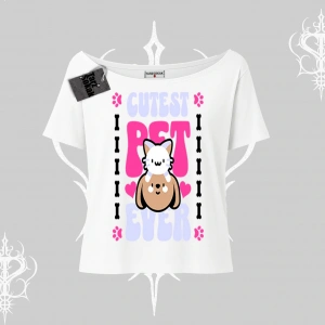 Best Pet Ever Baskılı Kayık Yaka Tshirt