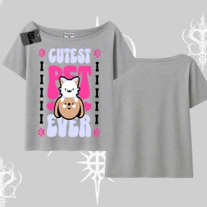 Best Pet Ever Baskılı Kayık Yaka Tshirt