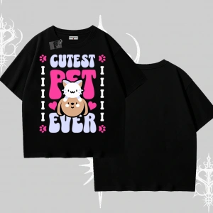 Best Pet Ever Baskılı Oversize Tshirt