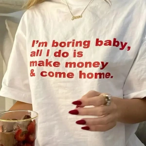 Beyaz 2025Hip Hop Yaz Mürettebat Boyun Kırmızı Mektup Baskı Sokak Ti