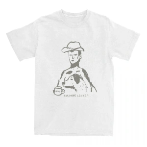 Beyaz Adrianne ve Oso Karikatür Baskı leri Şarkıcı Adrianne Lenker Yaz Yüksek K