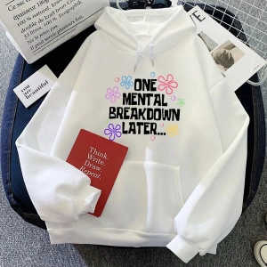 Beyaz Adriftkızlar Hoodies bir zihinsel arıza sonra mektup grafik kıyafetleri deras rah