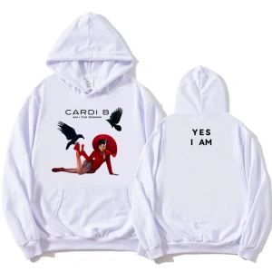 Beyaz AM I THE DRAMA? Albüm Cardi B kıcı Grafik Moda