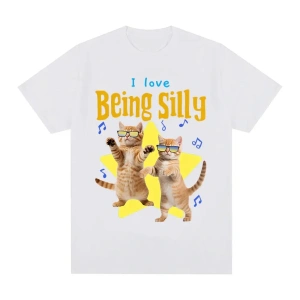 Beyaz Aptal Komik Kedi Memes Tops Streetweed Grafik