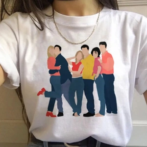 Beyaz Arkadaşlar TV Gösterisi harajuku Ullzang Karikatür Baskı 90s Grafi