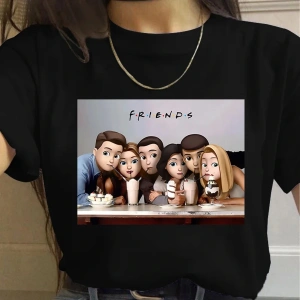 Beyaz Arkadaşlar TV Gösterisi harajuku Ullzang Karikatür Baskı 90s Grafi