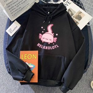 Beyaz Axolotl Yeme Kabarcık Boba Süt Çay Hoodies Rahat Kawaii Karikatür Uzun K