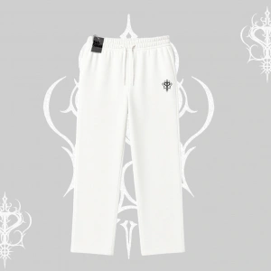 Beyaz Baggy Eşofman Altı Özel logolu