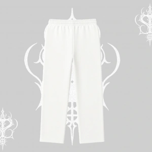 Beyaz Baggy Eşofman Altı Özel logolu