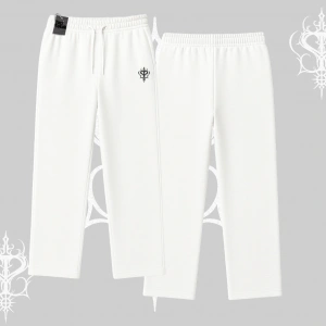 Beyaz Baggy Eşofman Altı Özel logolu