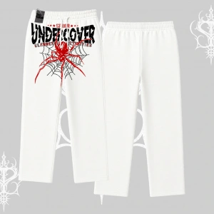 Beyaz Baggy Eşofman Altı Spider Undercover
