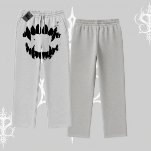 Beyaz Baggy Eşofman Altı Vampir Dış