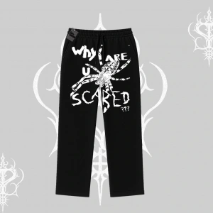 Beyaz Baggy Eşofman Altı Why are u Scared