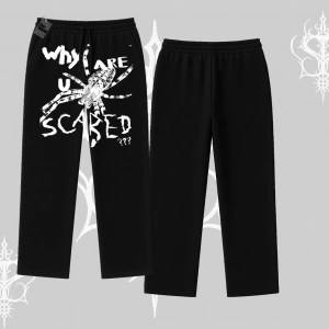 Beyaz Baggy Eşofman Altı Why are u Scared