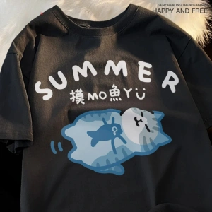 Beyaz Balıkçılık Küçük Kedi Güzel Eğlenceli Unisex Tarzı Yaz Kedi Mavi Yüze