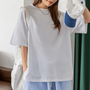 Beyaz Basic Düz Baskısız Oversize Salas Boyfriend Kadın