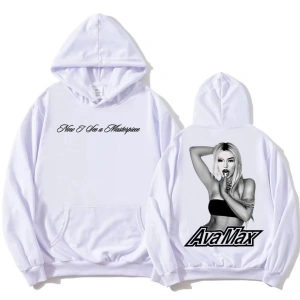 Beyaz Başyapıt Hoodie Ava Max Tıklamayın Oyun Albümü Grafik ula