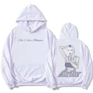 Beyaz Başyapıt Hoodie Ava Max Tıklamayın Oyun Albümü Grafik ula