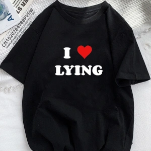 Beyaz Ben yalan Grunge k baskılı Harajuku Streewear giysi nedensel