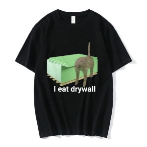 Beyaz Ben Yiyorum Alçıpan Komik Sevimli Kedi Meme Grafik ü