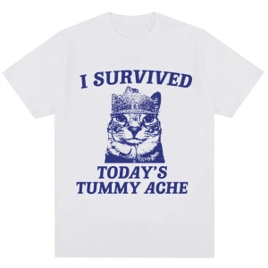 Beyaz Bin Yard Bakış Kedi Komik Meme Mizah Tarzı Vintage li T Kad