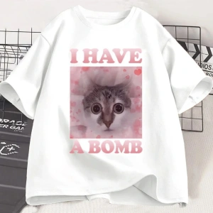 Beyaz Bir Bomba Var Komik Kedi Dank Meme Tee Kedi Lover Unhinged Çirkin