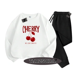 Beyaz Biskilet Cherry Detaylı ikili TAKIM