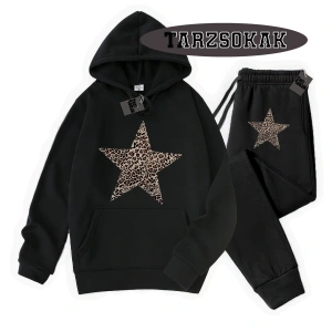 Beyaz Biskilet Leopar Yıldız Detaylı ikili TAKIM