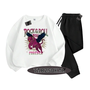 Beyaz Biskilet RockRoll Detaylı ikili TAKIM