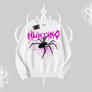 Beyaz Biskilet Yaka Sweatshirt Autumn Spider
