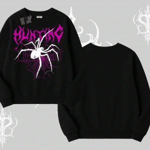 Beyaz Biskilet Yaka Sweatshirt Autumn Spider