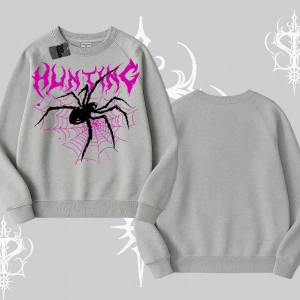 Beyaz Biskilet Yaka Sweatshirt Autumn Spider
