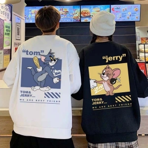 Beyaz Biskilet Yaka Sweatshirt Çift Sevgili Kombinleri Couple Clothing